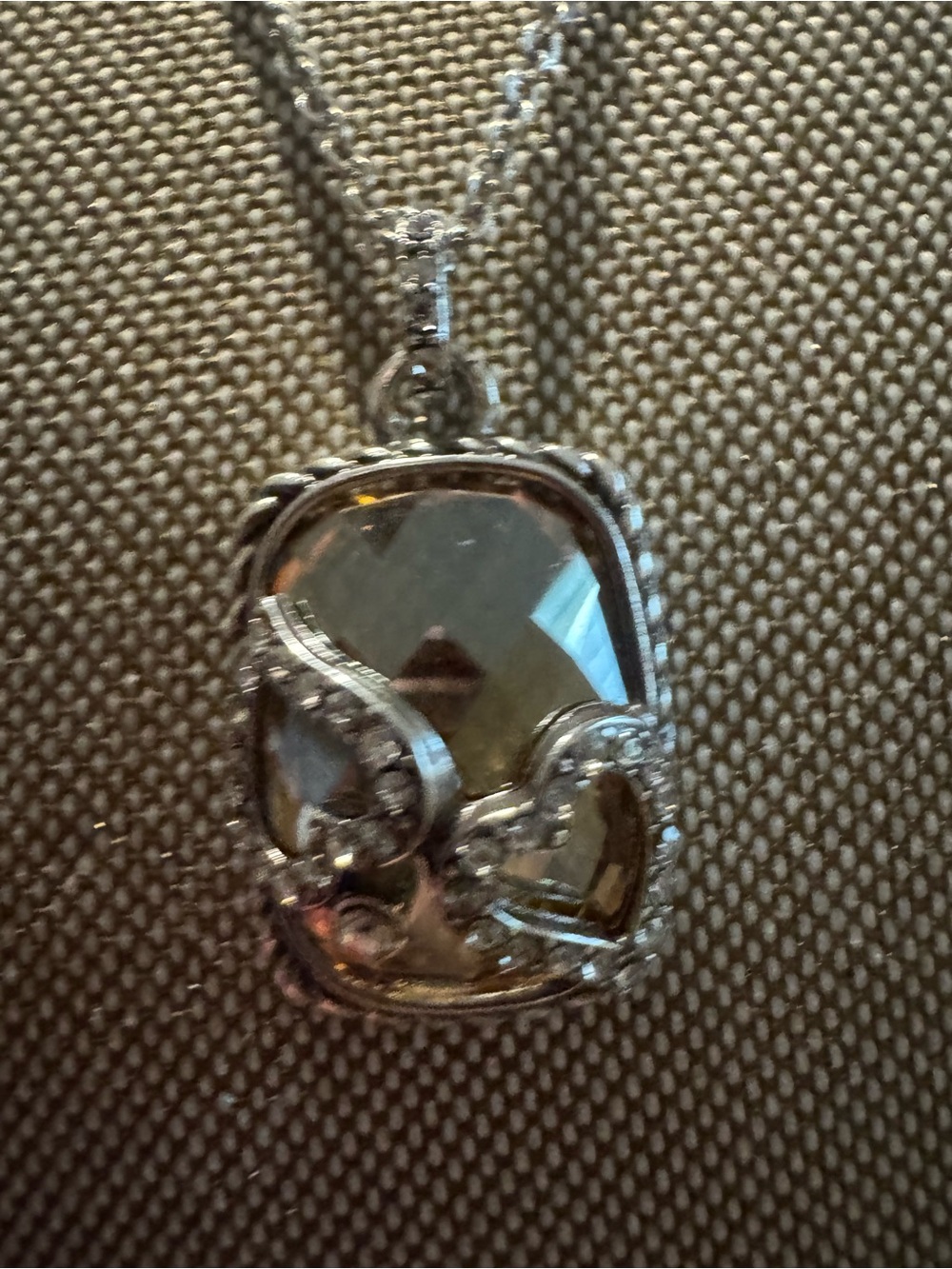Brighton Silver-Tone Smoky Crystal Scroll Pendant Necklace